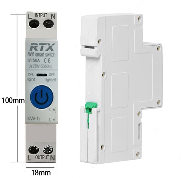 Relæcontroller TUYA 40A DIN WiFi ENERGIMÅLING