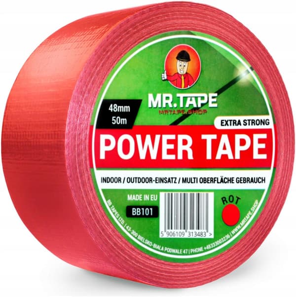 MrTape RÖD TEJP 48mm/50m STARK POWERTAPE FÖRSTÄRKT