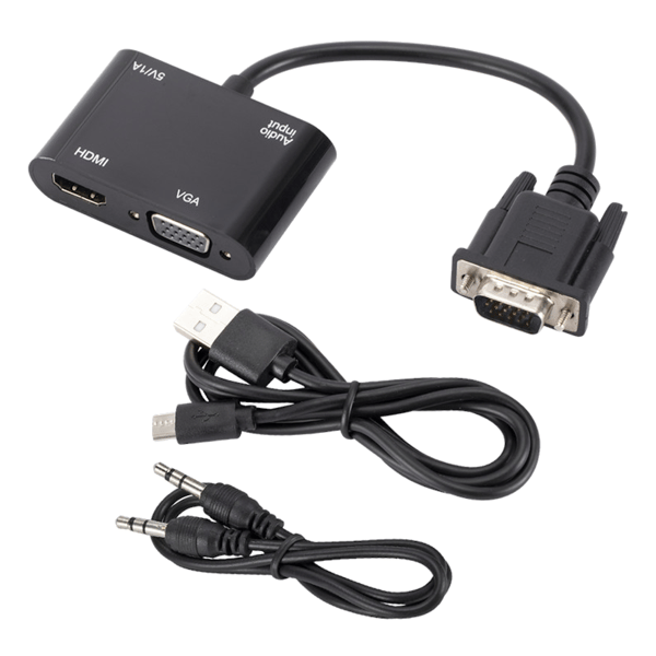 VGA HDMI -adapteri + VGA-splitteri + moniportti-adapteri + hubpi + D-Sub + jack