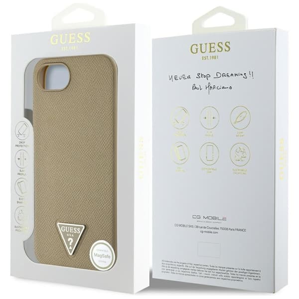 Guess Grained Triangle MagSafe – Skal till iPhone 16e (Brunt)