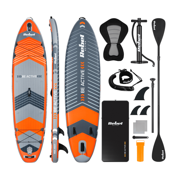 Uppblåsbar SUP-bräda med badsits 335 cm paddelset Rebel