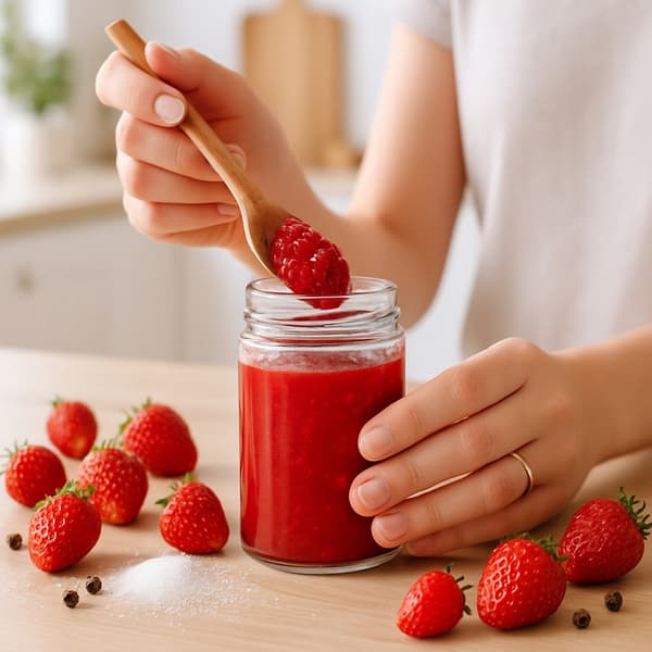 5x dekorative glaskrukker aria 245 ml til marmelade, honning og syltetøj
