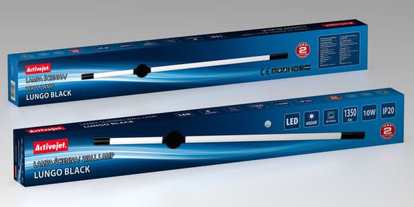 Activejet AJE-LUNGO LED væglampe sort, 10W, 550x900 mm