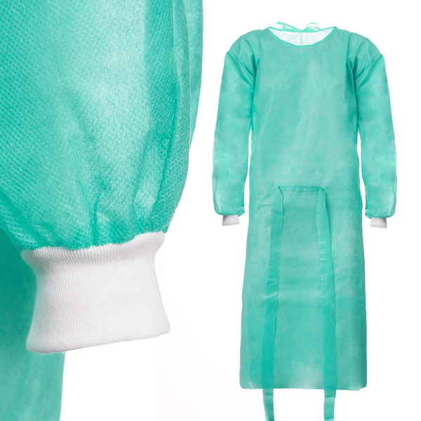Engångsförkläde grönt M med manschett (24g non-woven) 100 st