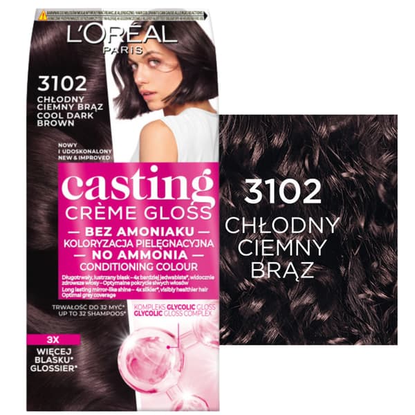 L'Oreal Casting Creme Gloss väri 3102 tumma viileä ruskea