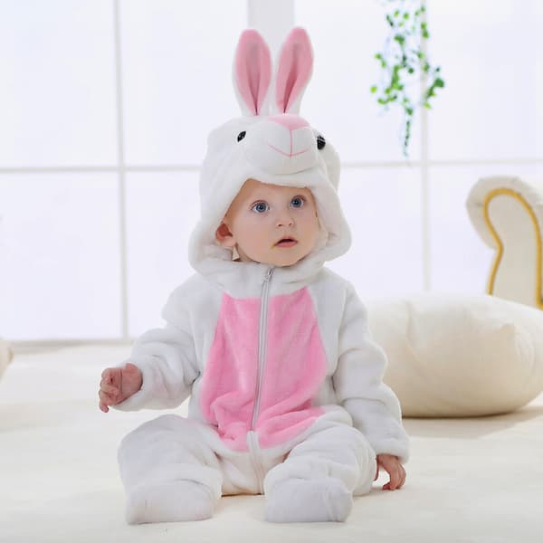 Pyjamasdräkt Vit Kanin Baby 80: 65-75 cm