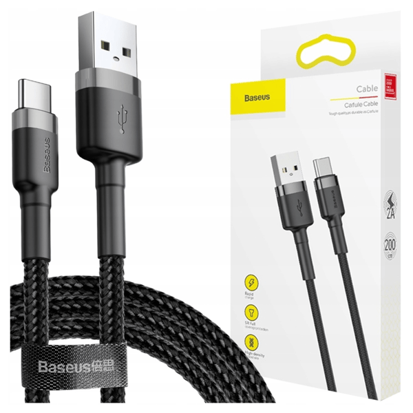 Baseus Cafule 3A USB-C-kaapeli 0,5 m (harmaa-musta)