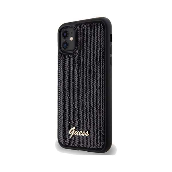 Guess Sequin Script Metal - iPhone 11 -suojakuori (musta)