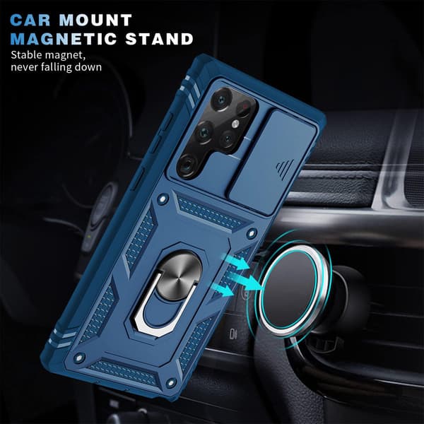 ETUI TIL SAMSUNG GALAXY S22 ULTRA 5G BLÅ MED RING SM-908