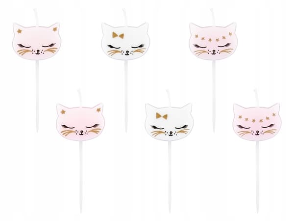 Födelsedagsljus för kattungar, blandade, 2 cm (1 förpackning/6 st.)