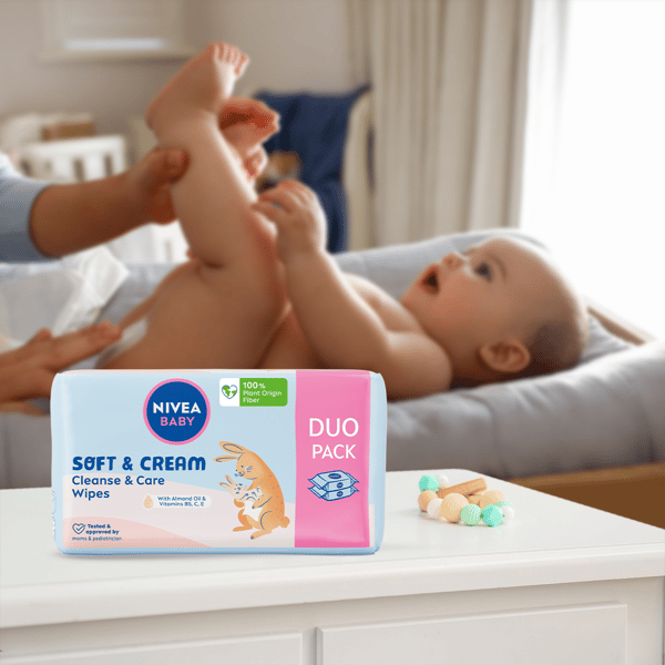 NIVEA BABY Soft & Cream vådservietter 2 x 57 stk.
