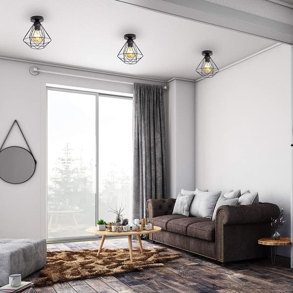LOFT loftlampe, sort E27 burlampe - stue, køkken, soveværelse