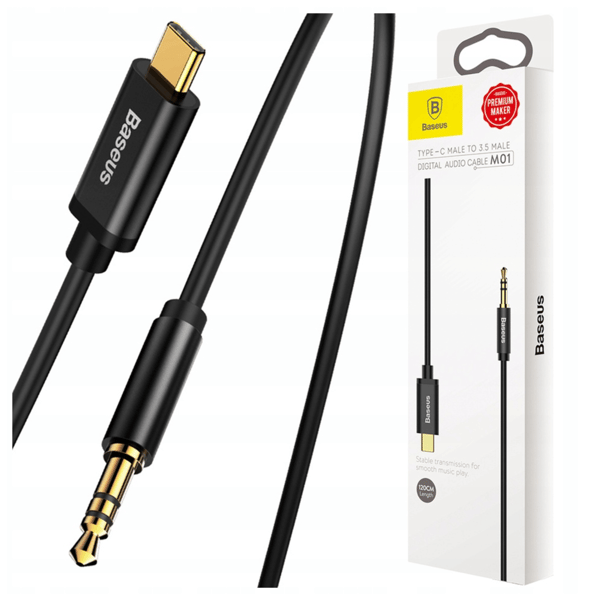 Baseus Yiven USB-C til 3,5 mm mini-jack lydkabel 1,2 m (sort)