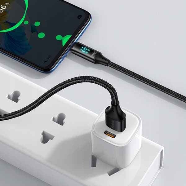 MCDODO KABEL MED DISPLAY MICRO USB HURTIGOPLADNING TIL SAMSUNG 18W 1M