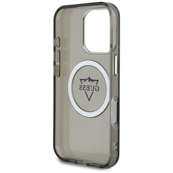 Guess IML Metal Mountain Logo MagSafe-etui til iPhone 16 Pro (sort)