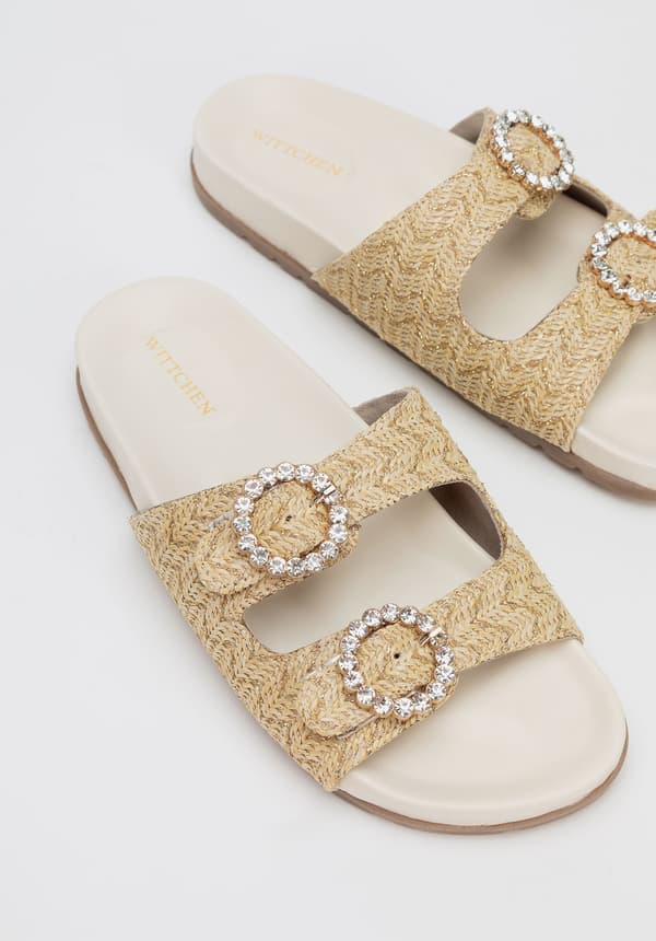 Wittchen Dames Imitation Raffia Sandaler Beige, Beige Syntetisk Materiale
