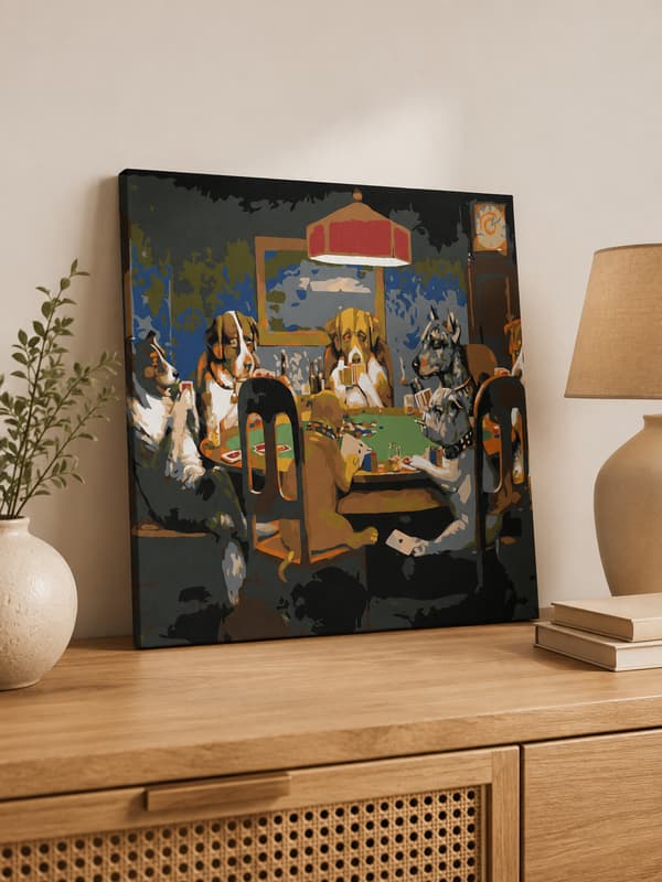 Målning med siffror med ram Hundar Poker 50x40 cm