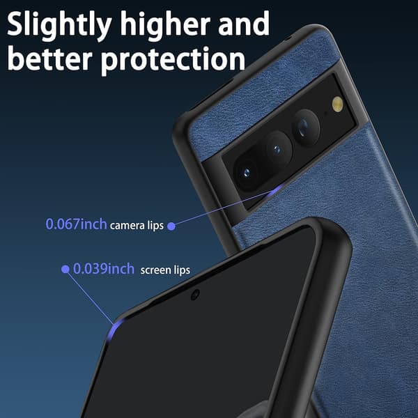 SILIKONEETUIS TIL GOOGLE PIXEL 7 PRO 5G MARINEBLÅ MED PU-LÆDER GE2AE