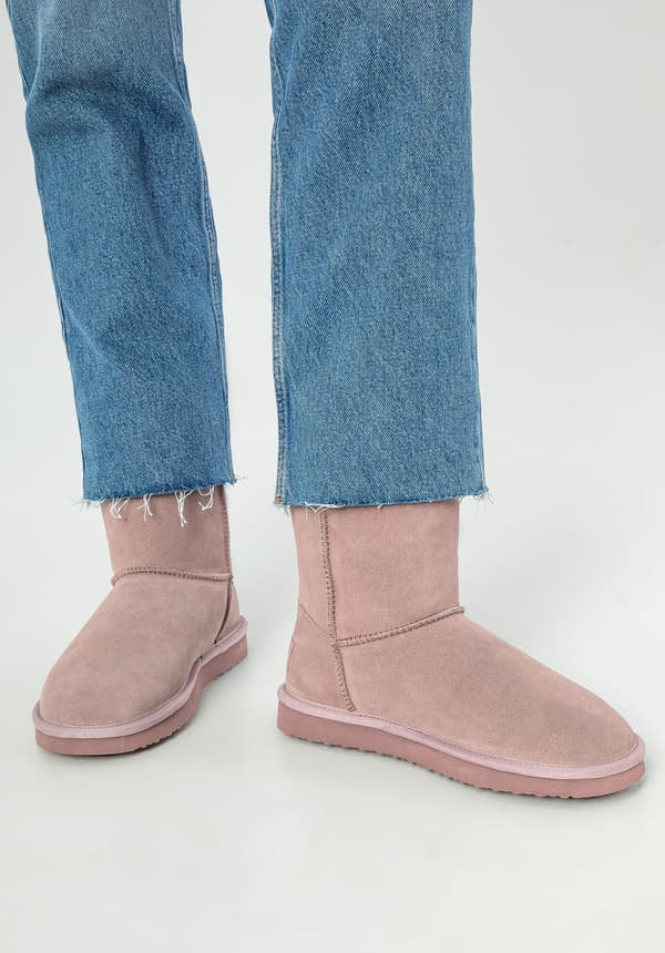 Wittchen Dam Mocka Ankelstövlar med Ullfoder, Mörk Rosa, Mörk Rosa Mockaläder