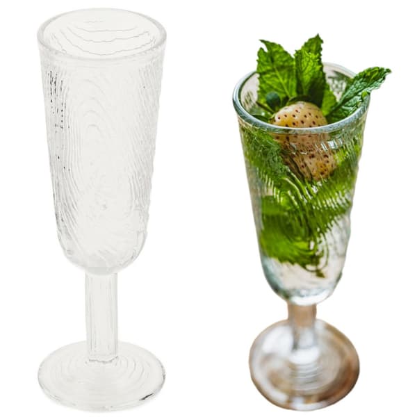 CHAMPAGNEGLAS, TRÆSKIVEMØNSTER, ARBRE, TRANSPARENT