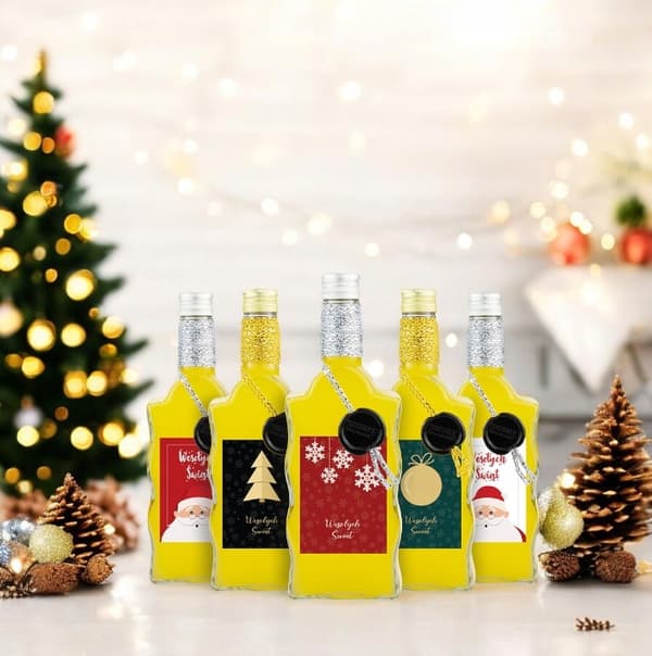 5x julklappsflaskor OZDONA WAVE 500ml för vintinkturer SET