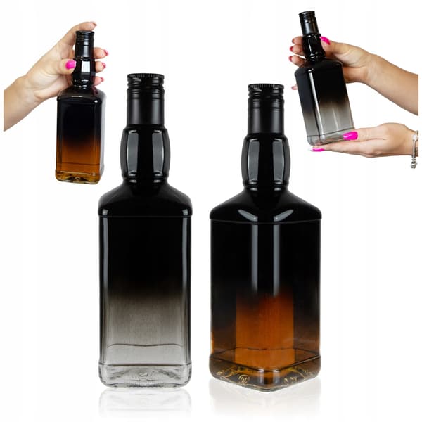 10x DANIELS 500ml OMBRE glasflasker til vodka, sorte og transparente