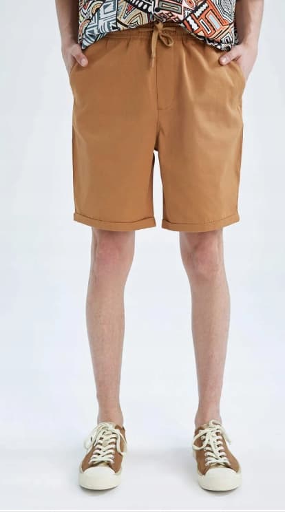 DEFACTO HERRBRUNA SLÄTA BOMULLSHORTS, 44 3H2G2_B* T1A