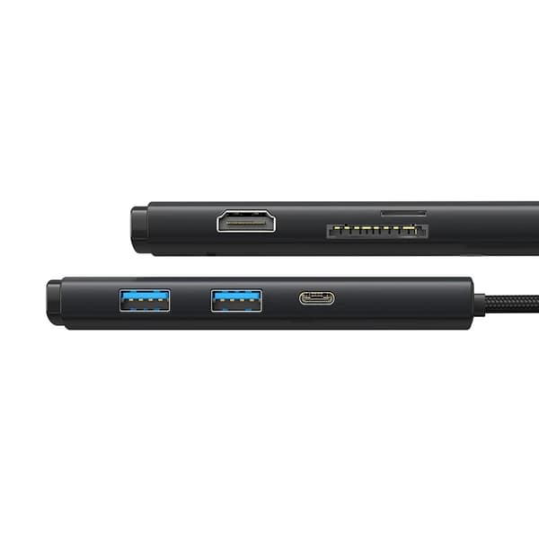 Baseus Lite Series 6-i-1 hub USB-C til 2x USB 3.0 + USB-C PD + HDMI + SD/TF (sort)