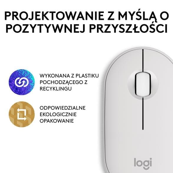 Logitech Pebble Mouse 2 M350s — trådløs Bluetooth-mus, hvid