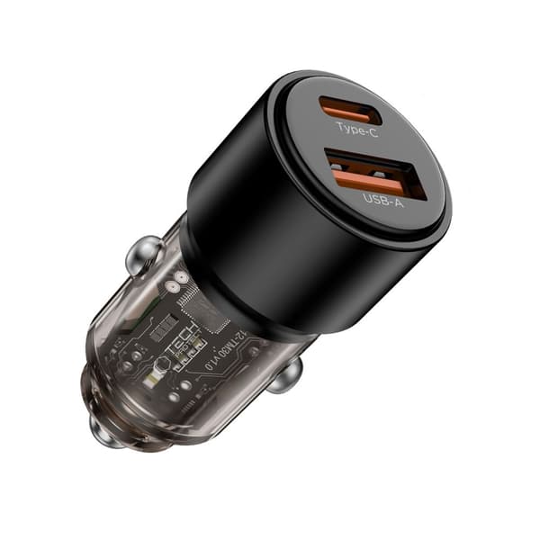 TECH-PROTECT CC03 2-PORTS BILOPLADER PD95W/QC3.0 SORT