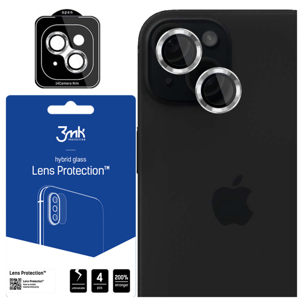 Apple iPhone 15 - 3mk linssinsuoja Pro hopea