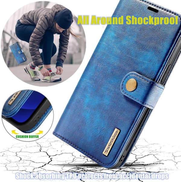 APPLE IPHONE 13 PRO MARINBLÅTT PU-LÄDERFODRAL MED FLÄCK A2483