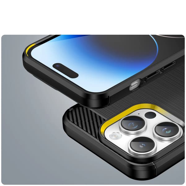 Carbon Case iPhone 14 Pro-skal flexibelt gelbakstycke svart