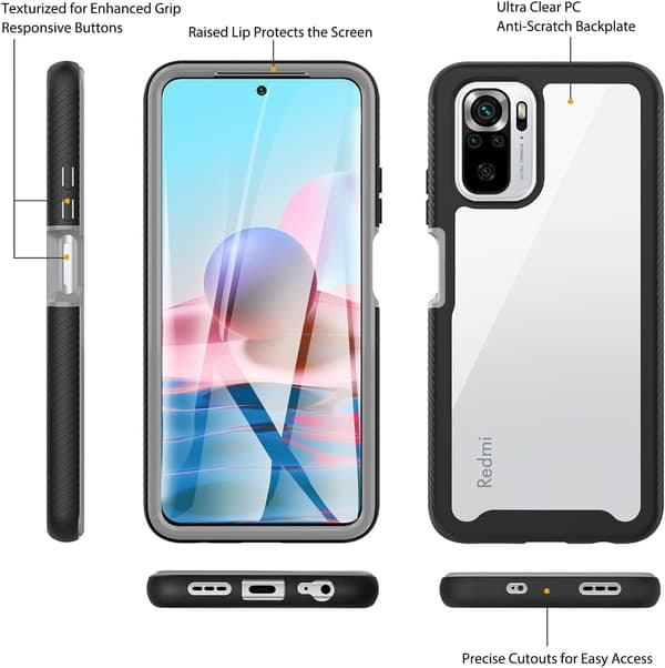 FODRAL 2 SIDOR FÖR XIAOMI REDMI NOTE 10 SVARTA SIDOR