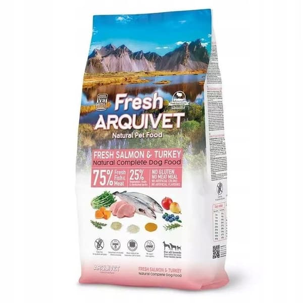 Halvfuktigt hundfoder ARQUIVET FRESH lax/kalkon 10 kg