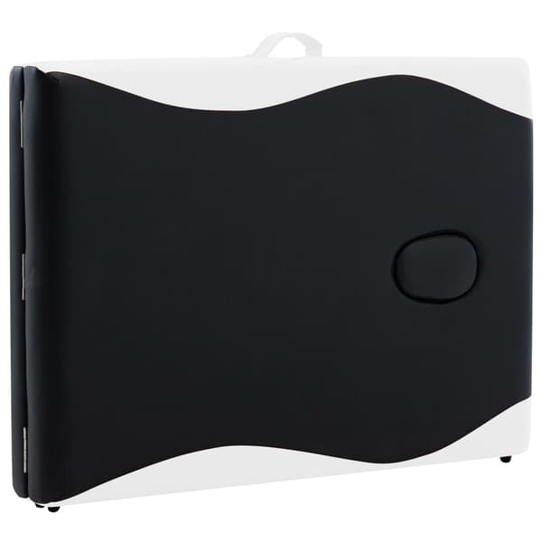 vidaXL foldbart massagebord, 2-zoner, aluminium, sort og hvid