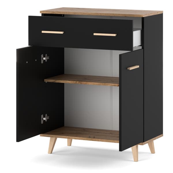 KOMMODE TIL STUE 73 CM SORT EGEGRUND WOTAN MODERNE LOFTSKAB