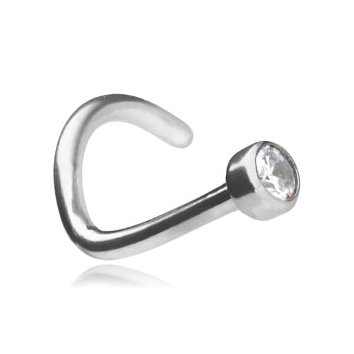 Titannäsring med vit zirkon - silver - TN-004 0.8/6/2