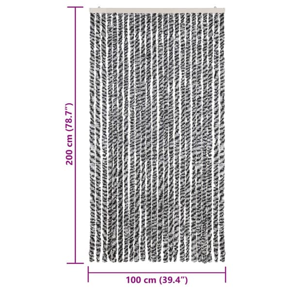 vidaXL insektnet, grå, sort og hvid, 100x200, chenille