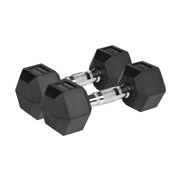 Rebel hexagonala gumerade hantel 2x7 kg, 14 kg set med solid konstruktion