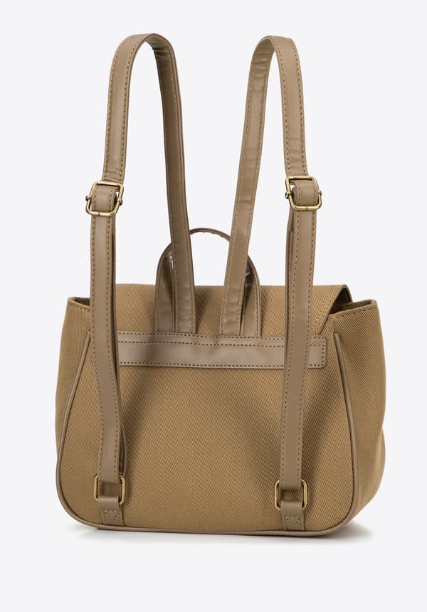 Wittchen Dam Mini Ryggsäck med Klaff Khaki Khaki Bomull