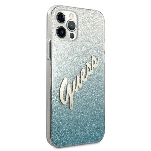 Guess GUHCP12LPCUGLSBL iPhone 12 Pro Max 6.7 sininen/sininen kovakuori Glitter Gradient Script