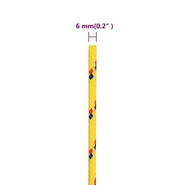vidaXL sejltov, gul, 6 mm, 25 m, polypropylen