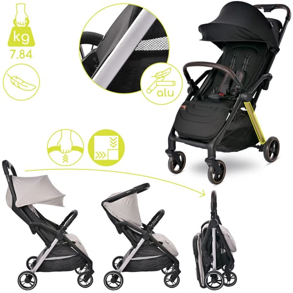 Lorelli Loret - klapvogn med automatisk foldning op til 22 kg | Sort