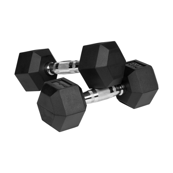 Rebel hexagonala gumerade hantel 2x7 kg, 14 kg set med solid konstruktion