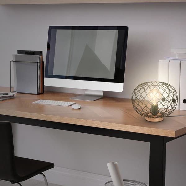 Retro loft sengebordslampe E27 Sort træ 30 cm til stue soveværelse