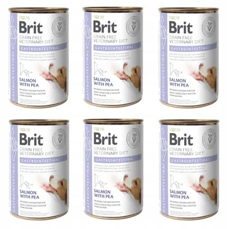 BRIT Kornfri Veterinær Diæter Hund Gastrointestinal Laks & Ærter - vådfoder til hunde - 6x400 g
