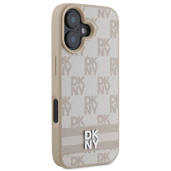 DKNY DKHCP16SPCPTSSP iPhone 16 6.1 pink/pink hårdt cover med ternet mønster og trykte striber