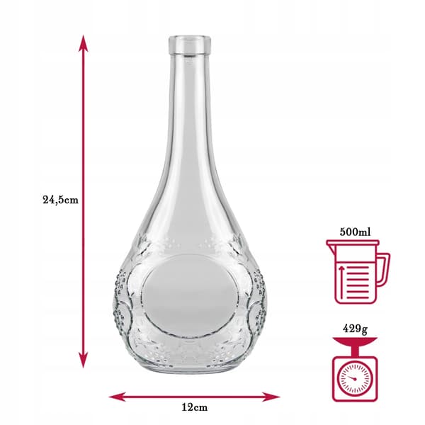 Flaska vindruvor 500ml glasflaskor för likörer alkohol vin hembränt 0,5l