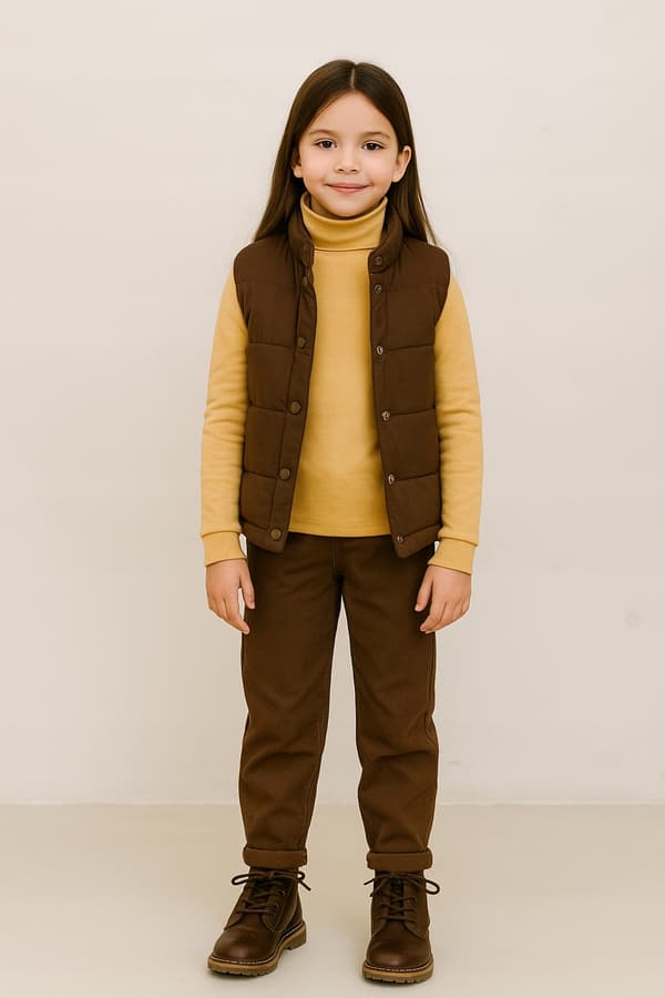 Barn varm polotröja 146 blus med hög hals senapsgul